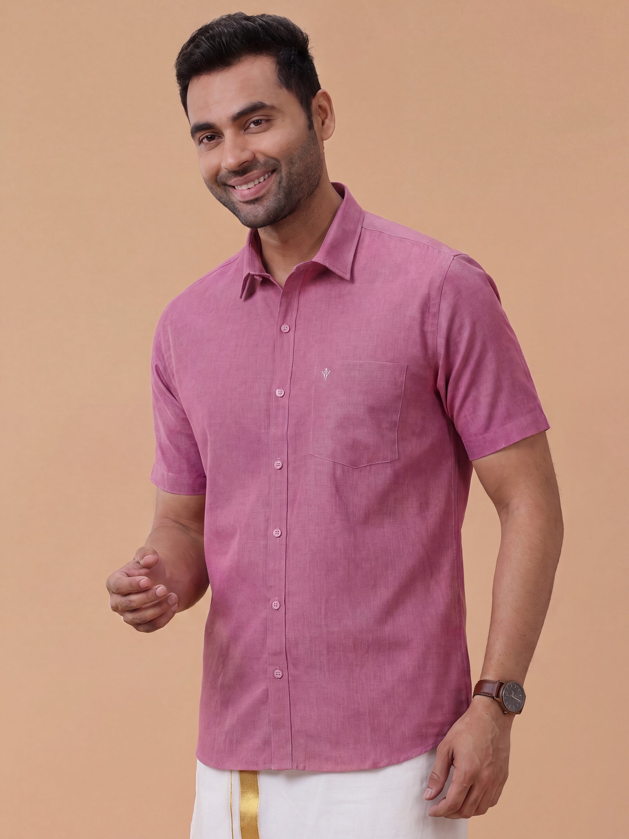 Cotton Rich Purply Pink Regular Fit Shirt T1 GC16