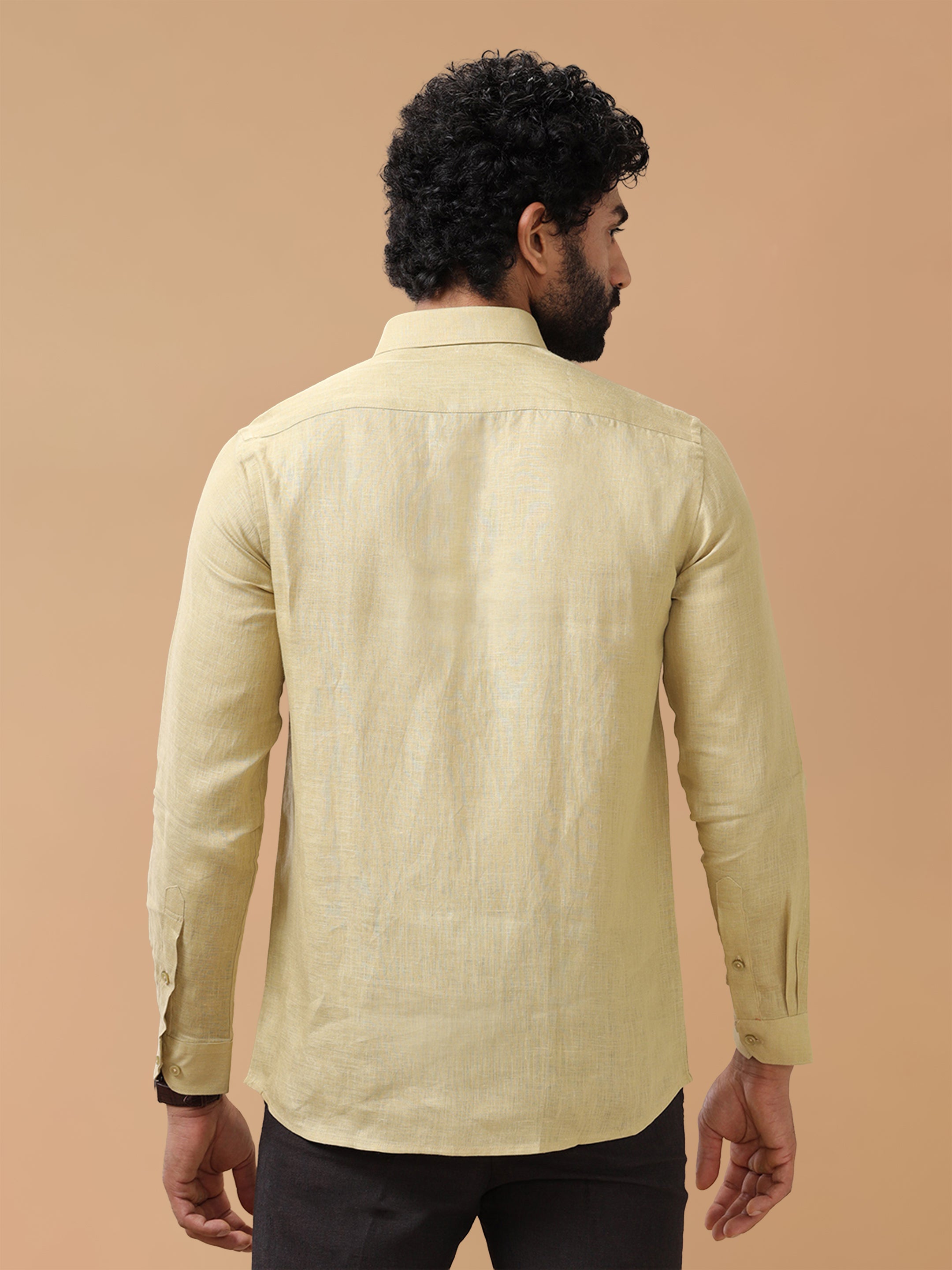 Pure Linen Ginger Brown Smart Fit Shirt L112