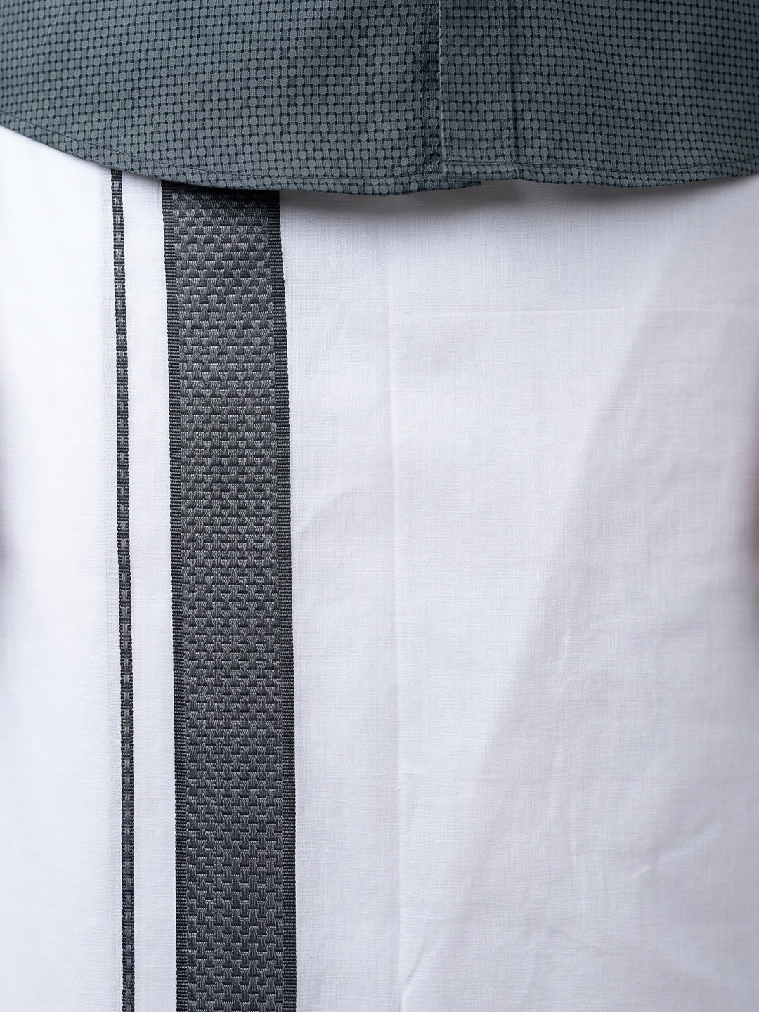 Men Teal Green Matching Border Dhoti With Printed Shirt Set Windsor HNJ5