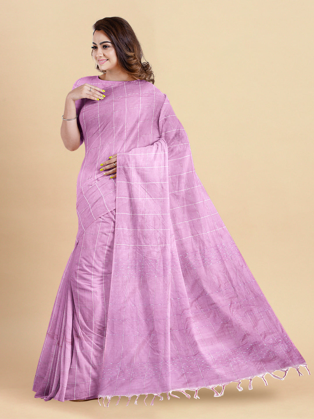 Womens Elegant  Semi Tussar Pink Colour  With Embroidery Saree ST105