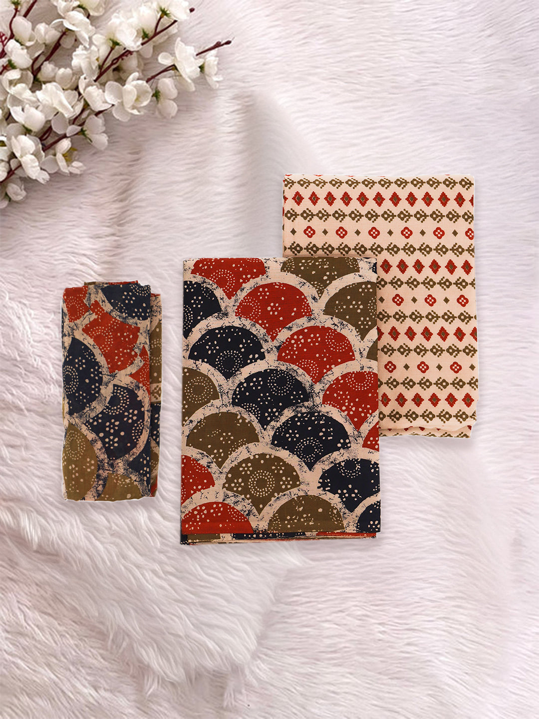 Women Pure Cotton Printed Dress Material Multi Colour DM343