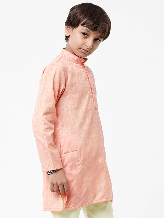 Boys Cotton Full Sleeves Pink Kurta BK04