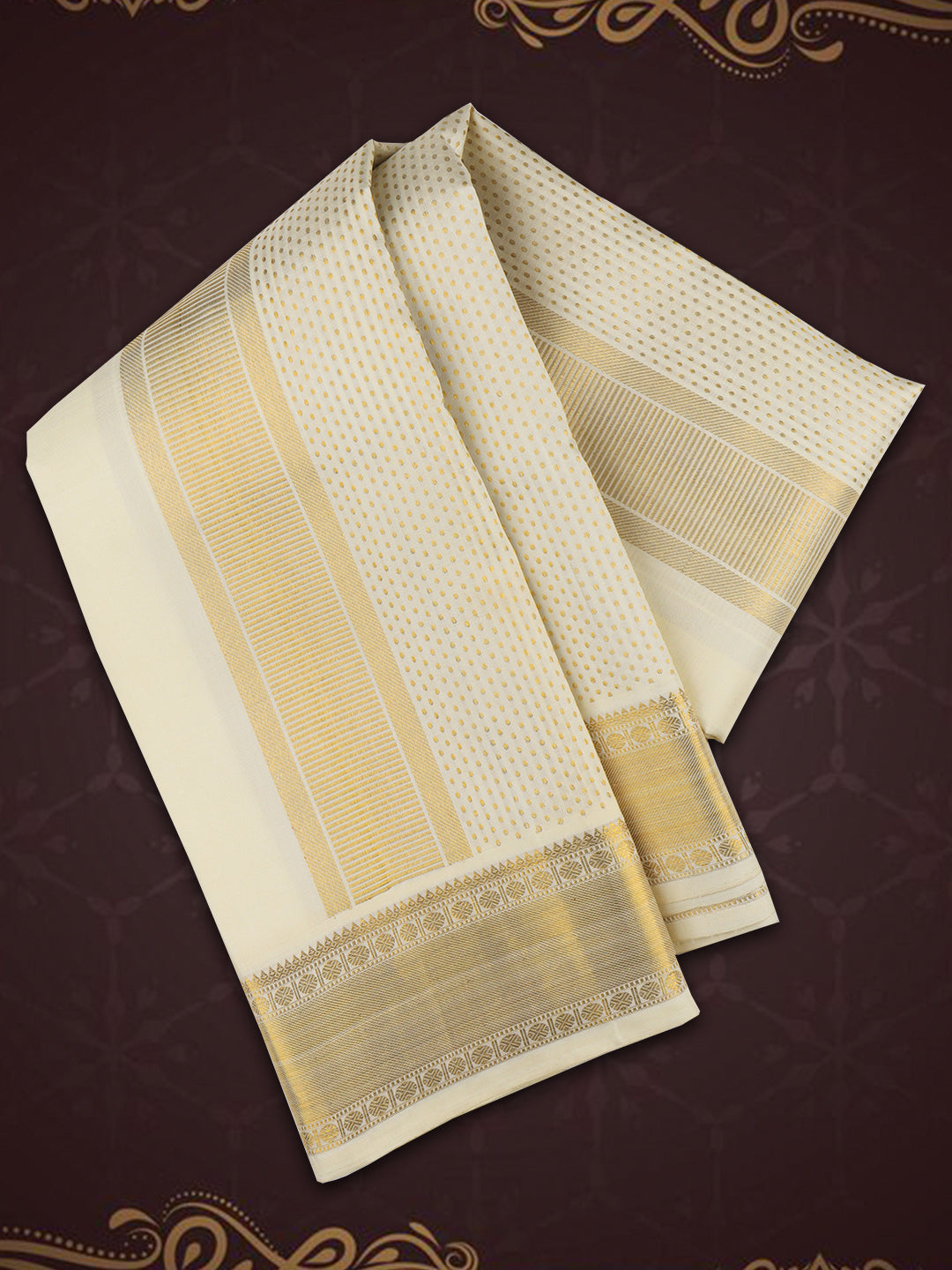 Men Premium Pure Silk Wedding Readymade shirt with dhoti & Towel set Amirtham