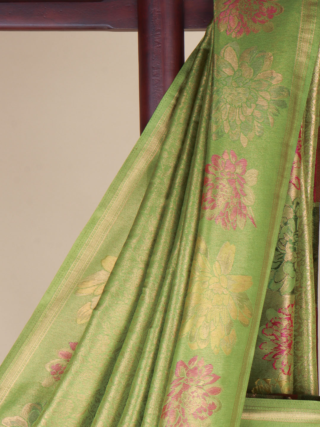 Women Bright Olive Green Semi Mysore Silk Saree SS379