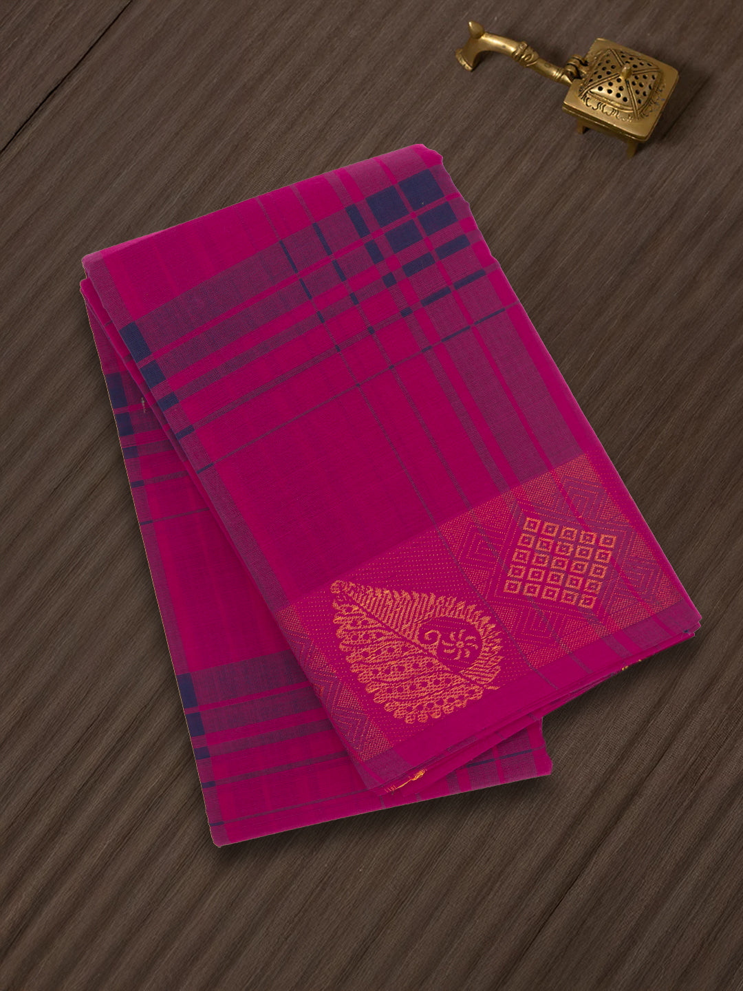 Women Dark Pink Pure Chettinad Cotton Saree PCS201