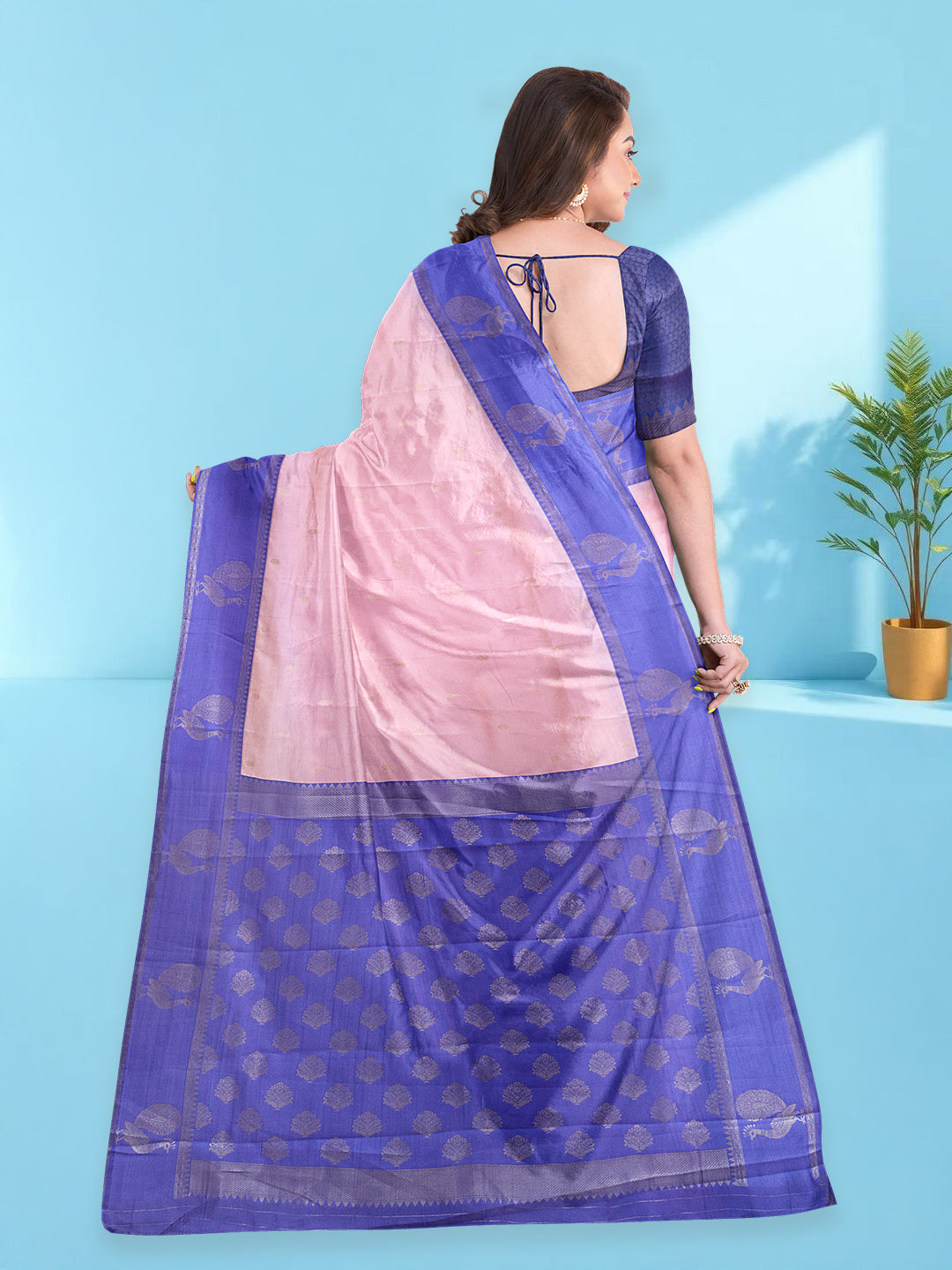 Couple Combo Shirt & Dhoti Set with Saree Pink ASS96