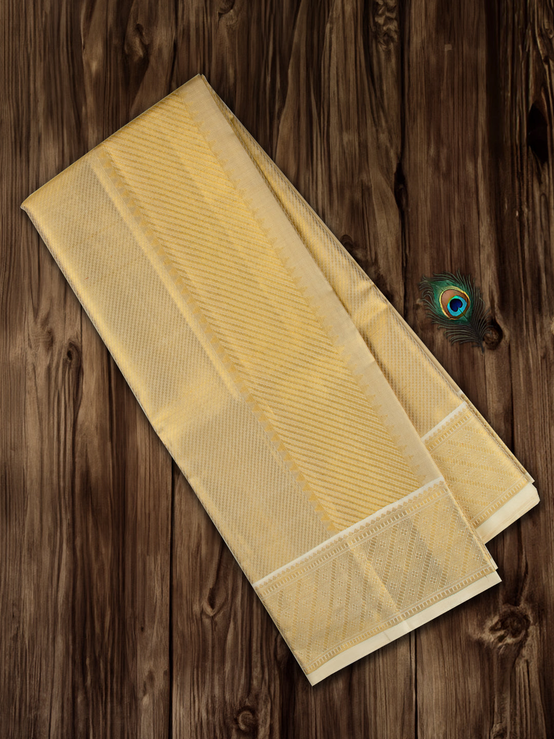 Men 100% Pure Silk Gold Rajdharbar