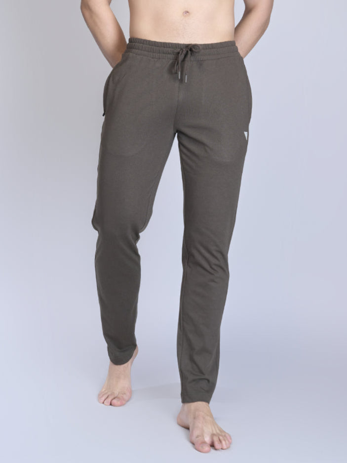 Men Combed Cotton Rich Track Pant with Side Pockets Olive Green ETK7