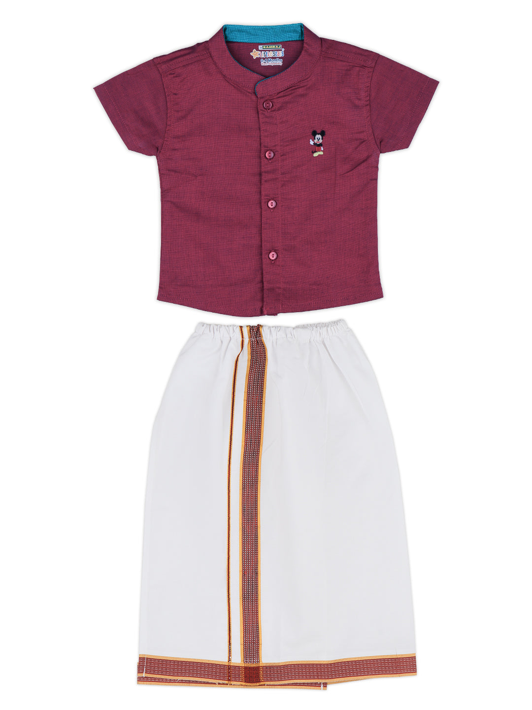 Born Baby Shirt & Dhoti Set Maroon GL6