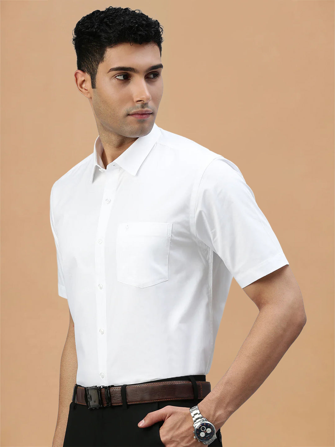 Spill Resistant 100% Cotton White Shirt – Clean White