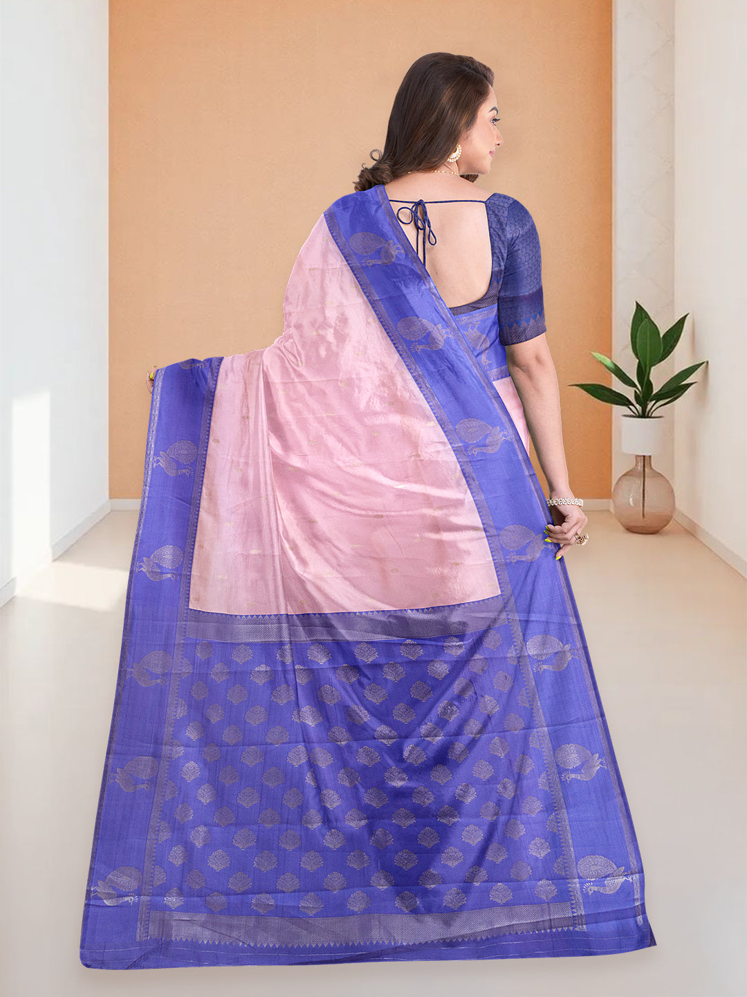 Women Pink Art Silk Saree ASS96