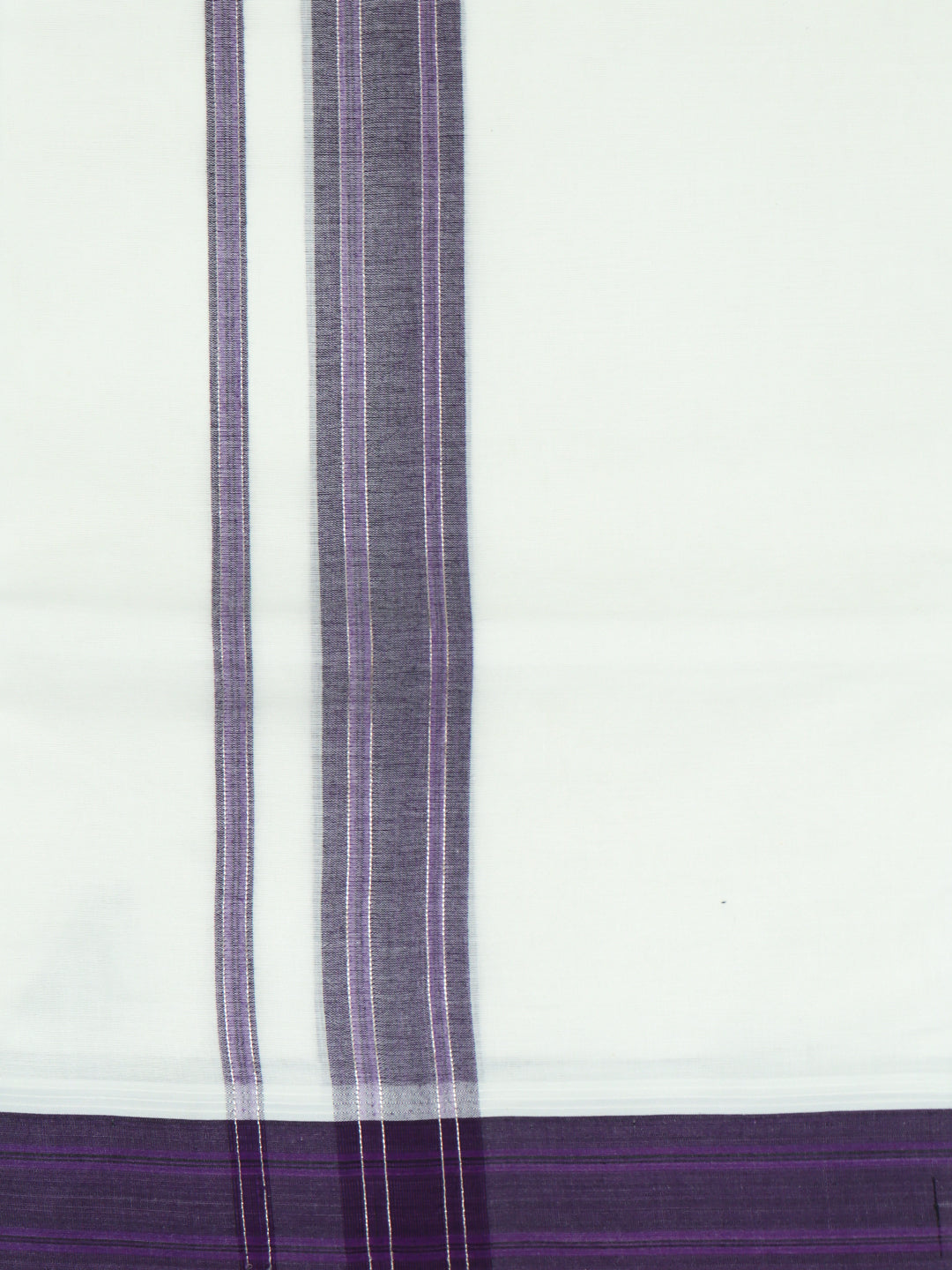 Double Layer 100% Cotton White Dhoti with Colour Jari Border - EJF25