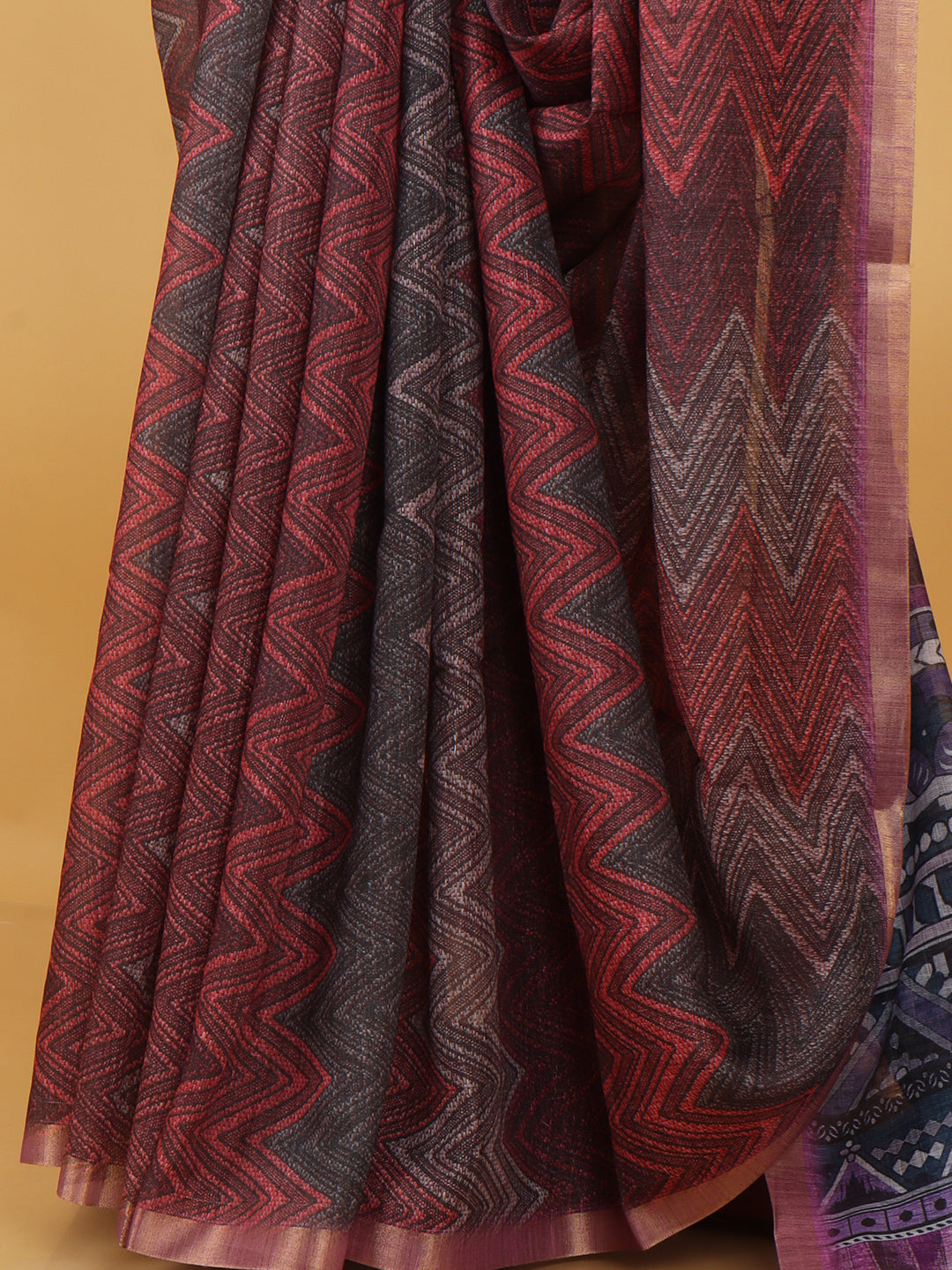 Women Purple Semi Linen Saree SL223