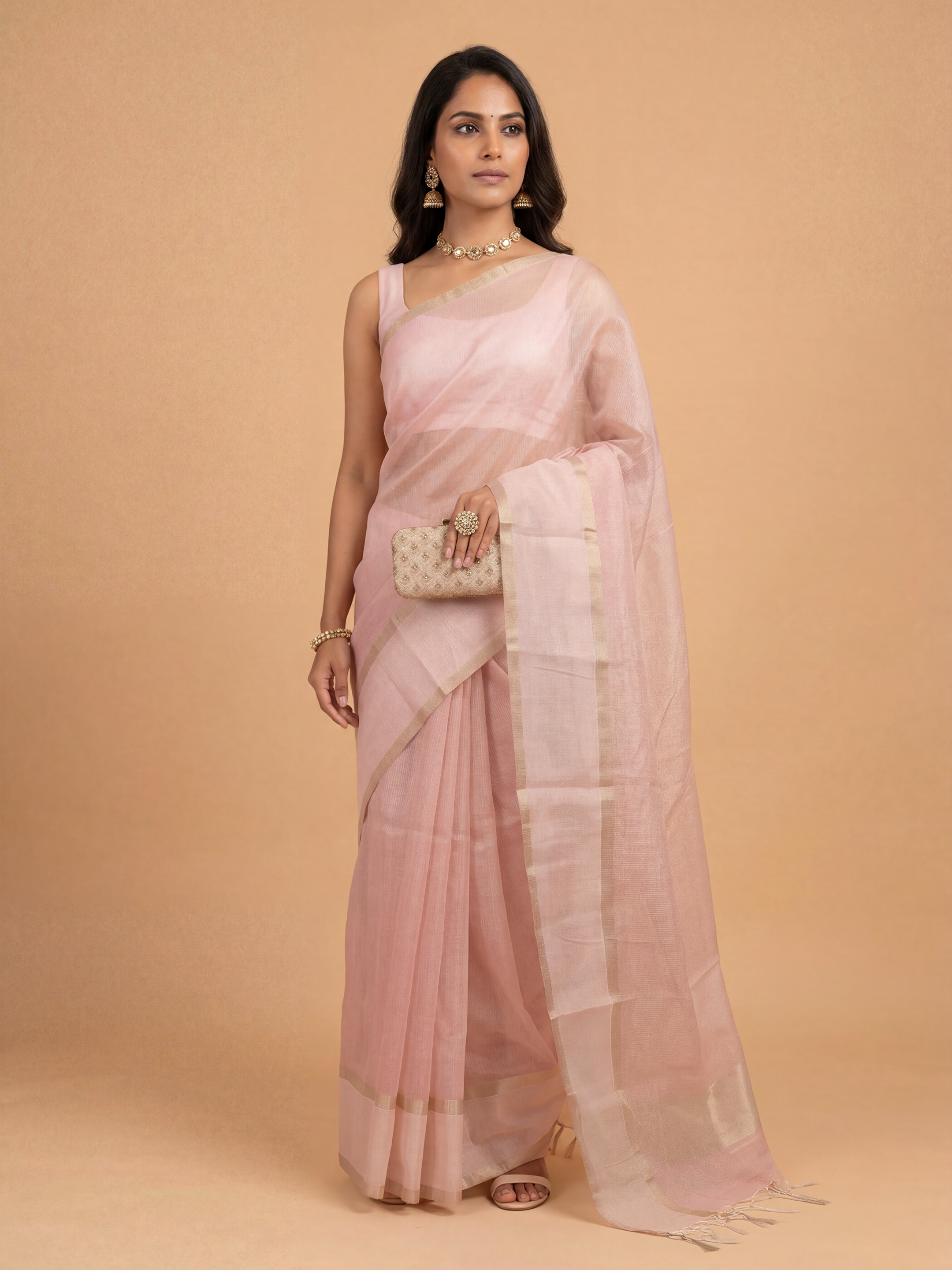 Women Art Silk Pink Saree ASS135