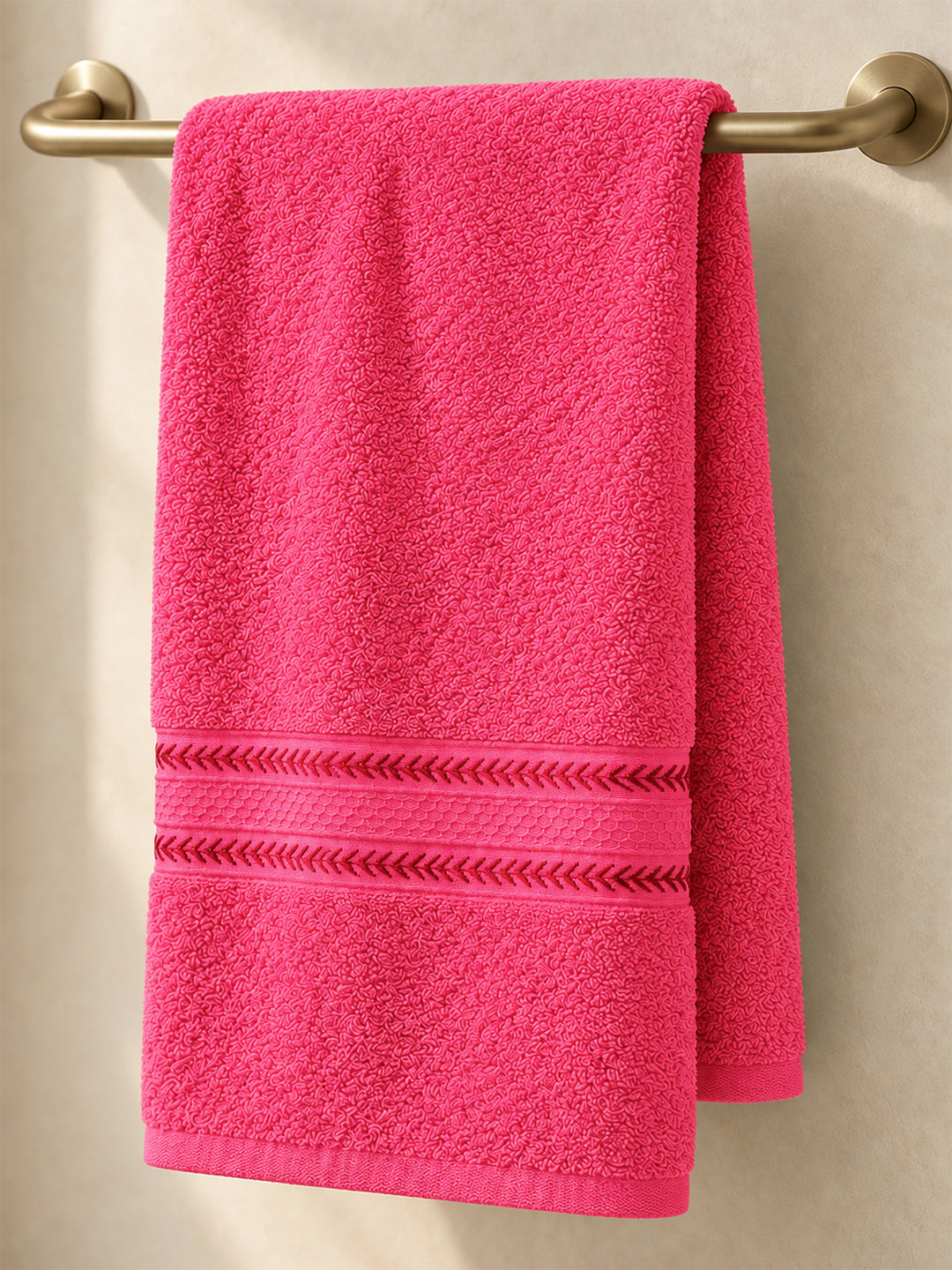 100% Cotton Pink Terry Bath Towel - 380 GSM | 75 x 150 cm