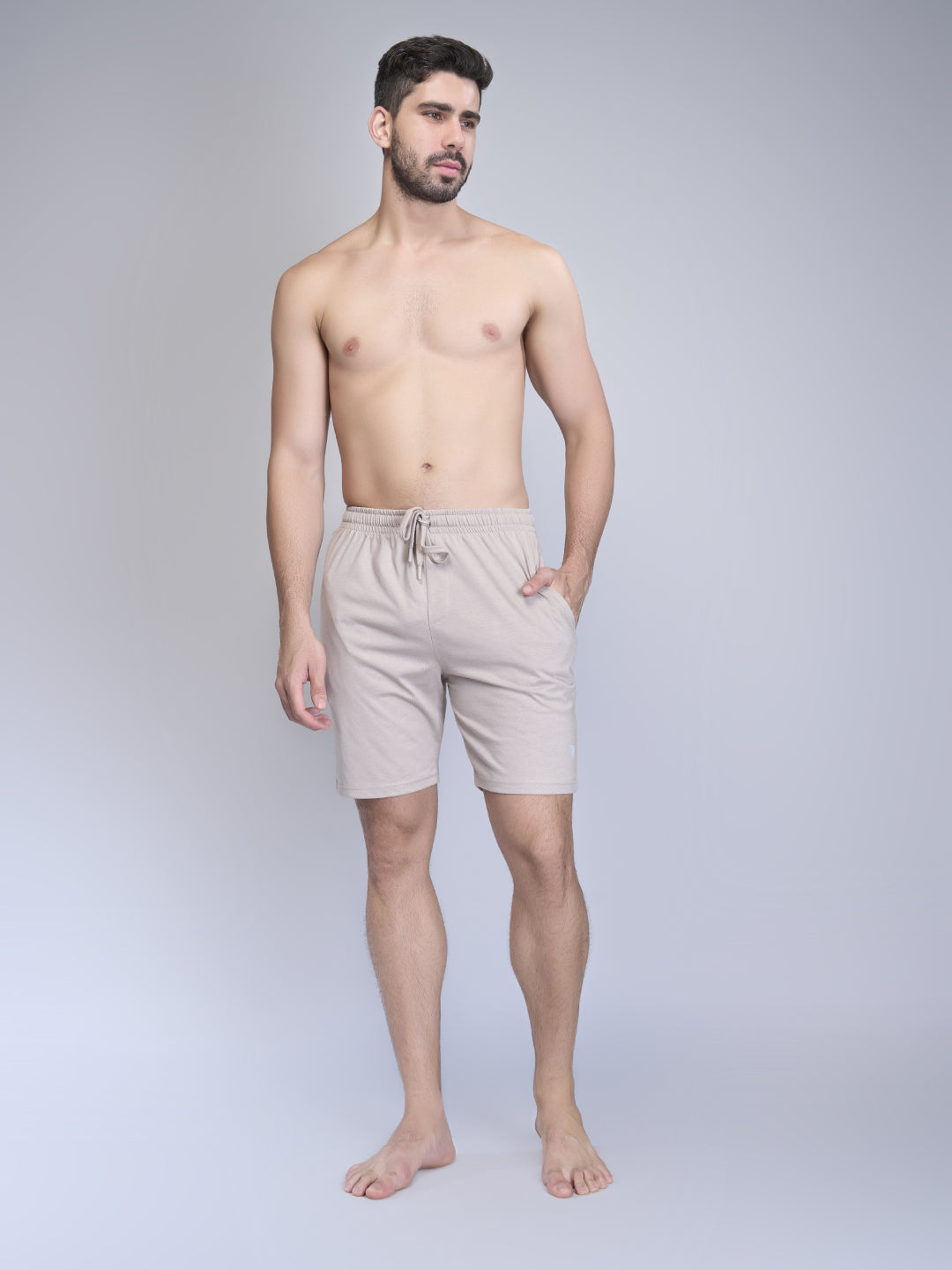 Men Cotton Rich Shorts Beige