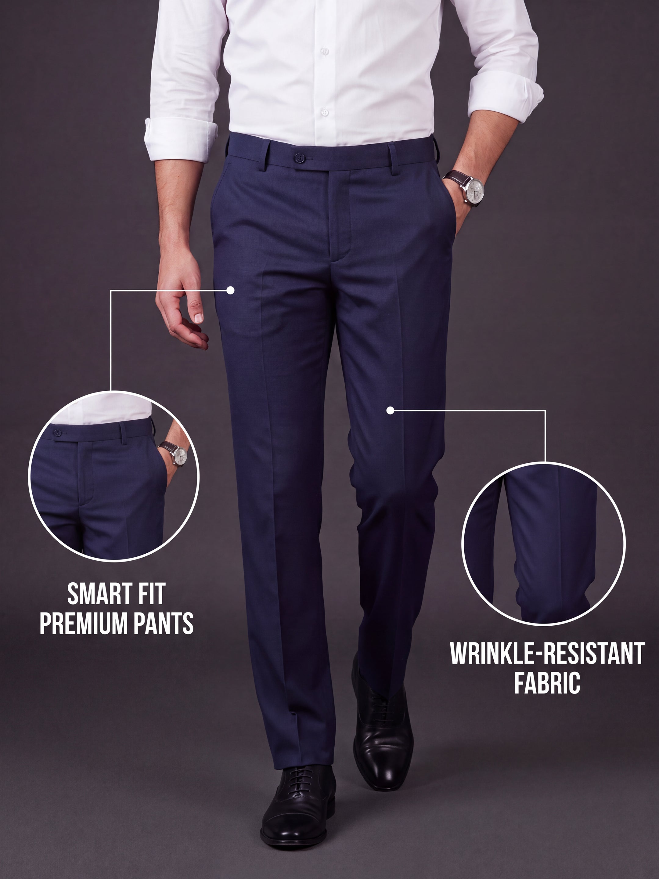 Prima Club Cotton Poly Viscose Stretchable Waistband Dark Blue Pants