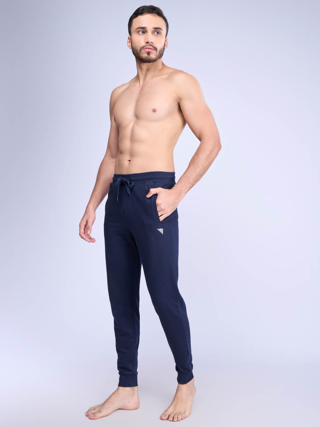Men Combed Cotton Rich Jogger with Side Pockets Navy EJ4