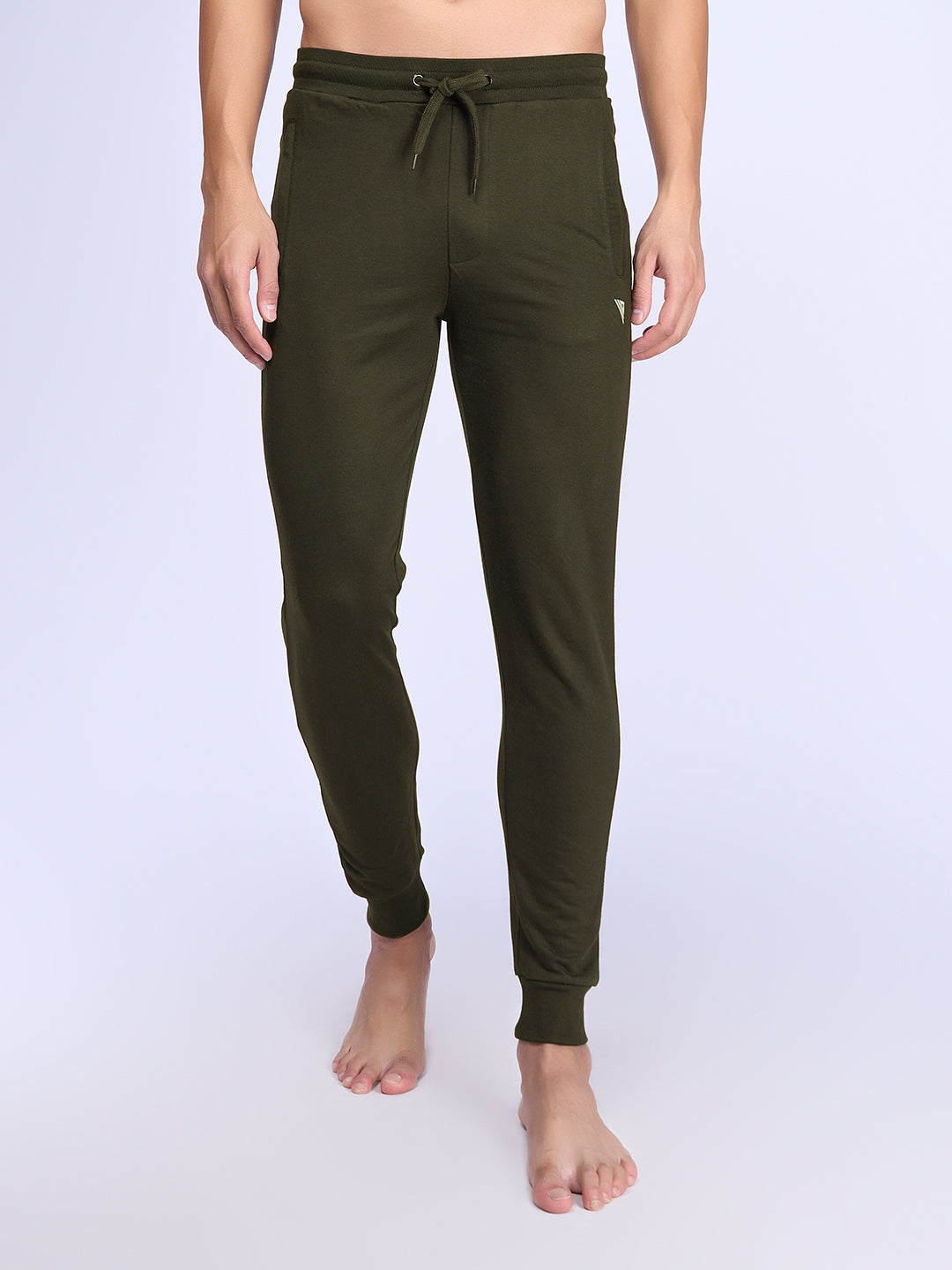 Men Combed Cotton Rich Jogger with Side Pockets Olive Green EJ6
