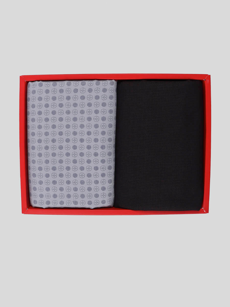 Cotton Printed Blue Shirting & Brown Suiting Gift Box Combo RY42-Box view