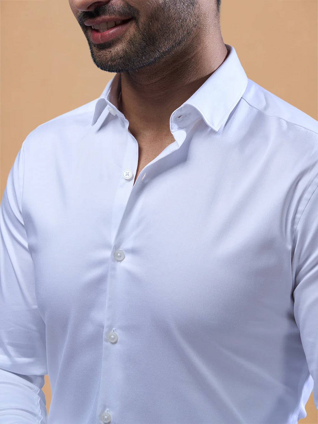 Stretch Cotton White Shirt – 2 Way Comfort
