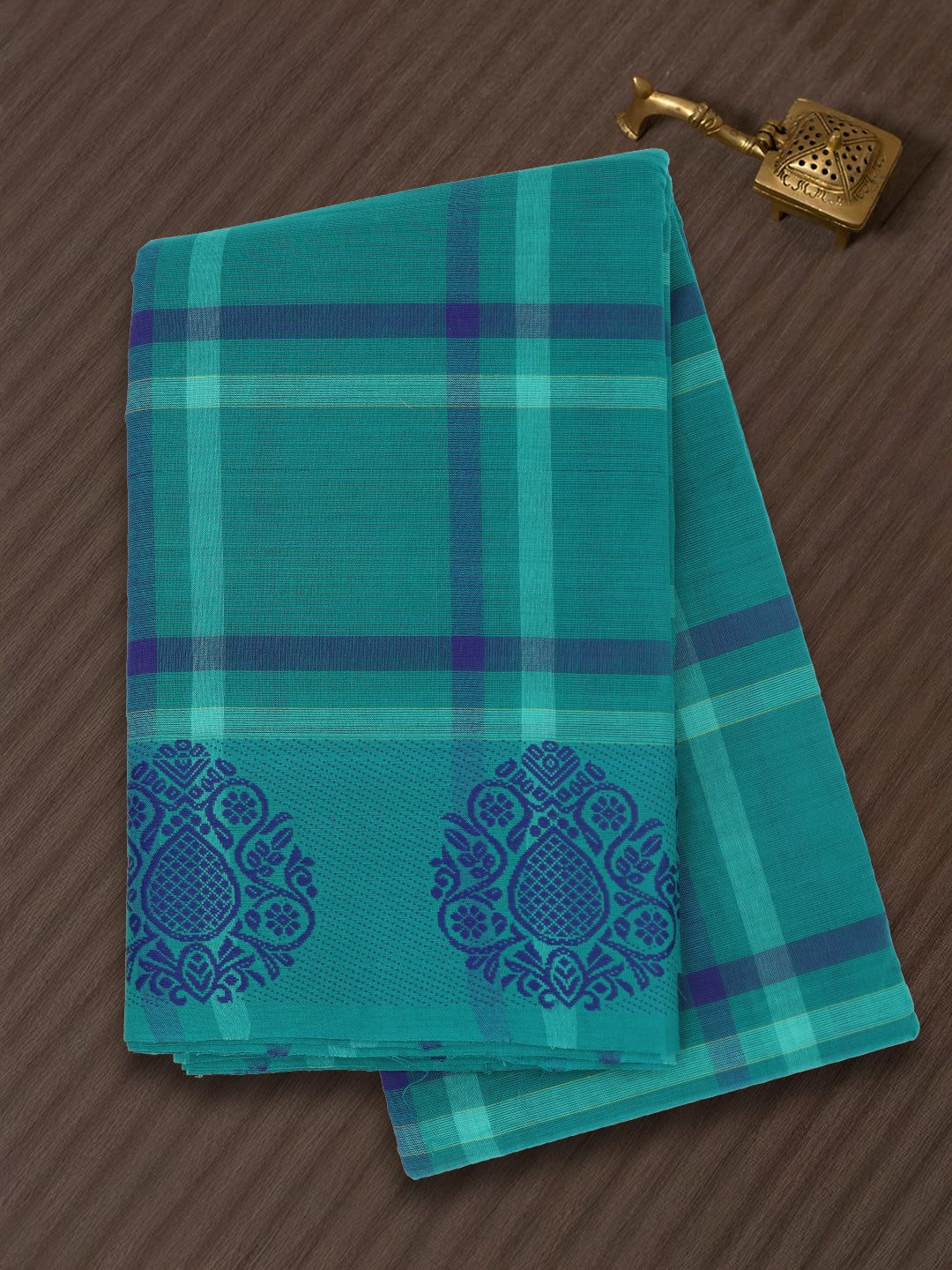 Women Pine Green Pure Chettinad Cotton Saree PCS207