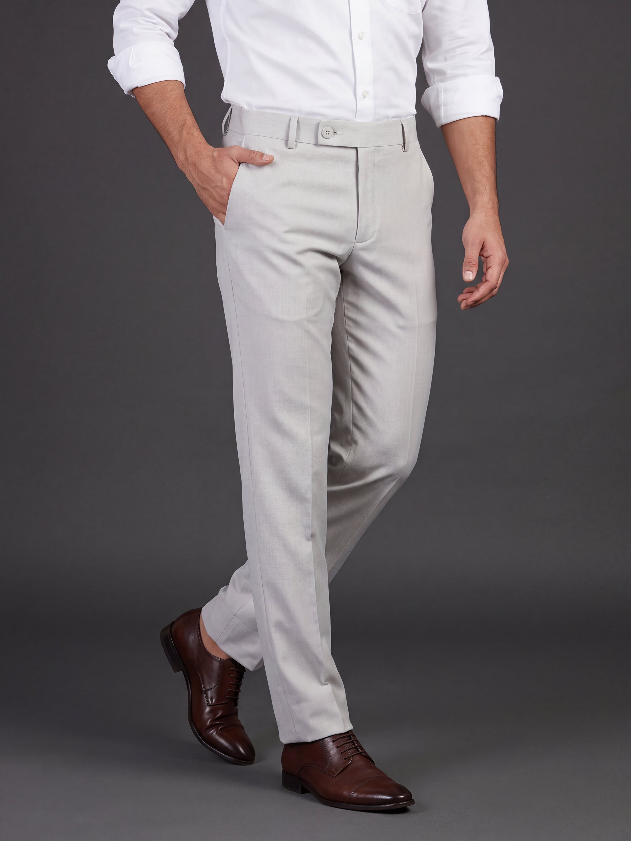 Prima Club Cotton Poly Viscose Stretchable Waistband Light Grey Pants