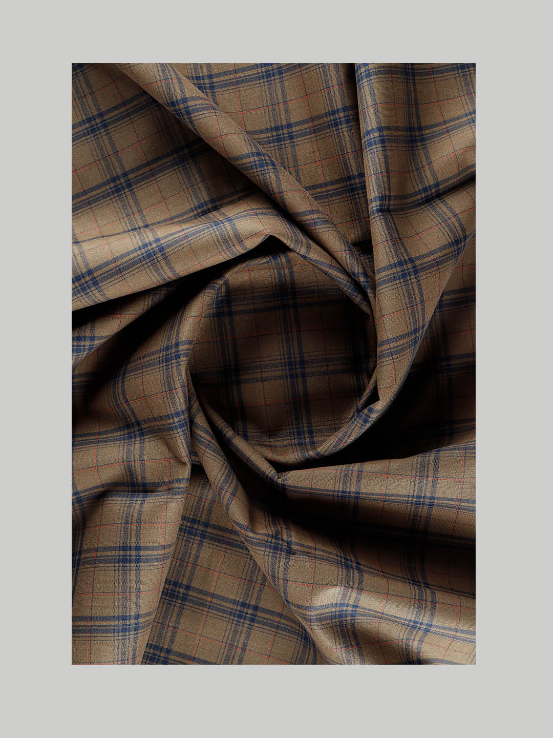 Cotton Brown & Blue Check Shirt Fabric High Style