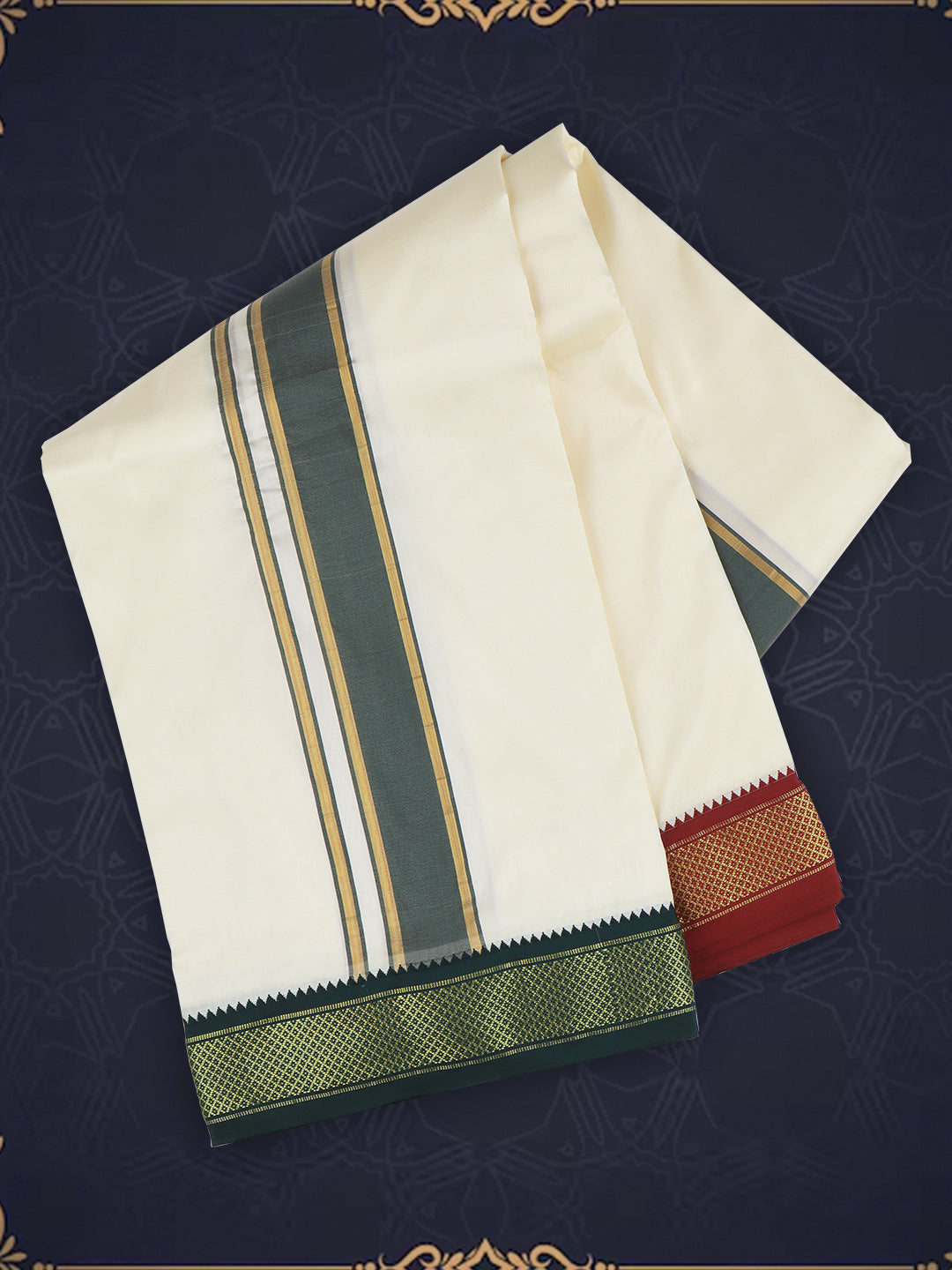 Men Art Silk Cream Panchakacham 7K (8*4)