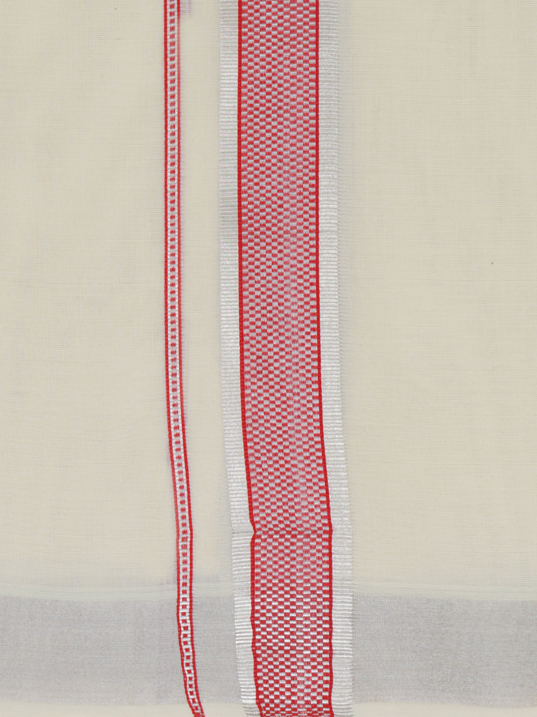 Double Layer Giza Cotton Cream Kora Dhoti with Colour Jari Border - LC41