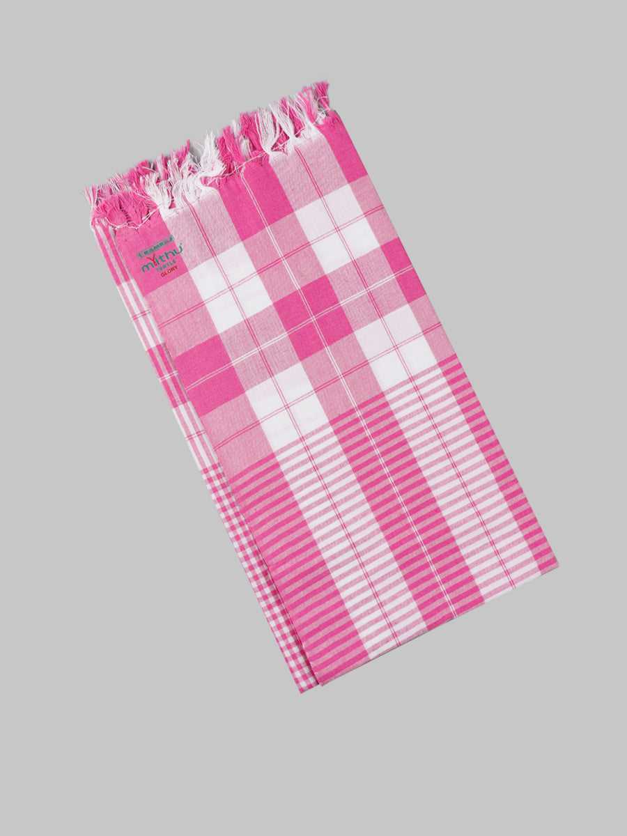 Glory Plain Colour Bath Towel (2 PCs Pack)-Pink & White