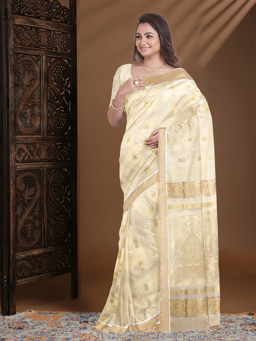 Women Kerala Tissue Gold Saree KS231