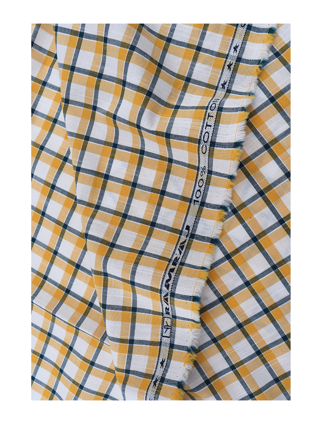 Men 100%Cotton Yellow with White Checked Shirt Fabric Liberty Cotton