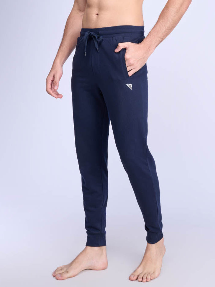 Men Combed Cotton Rich Jogger with Side Pockets Navy EJ4