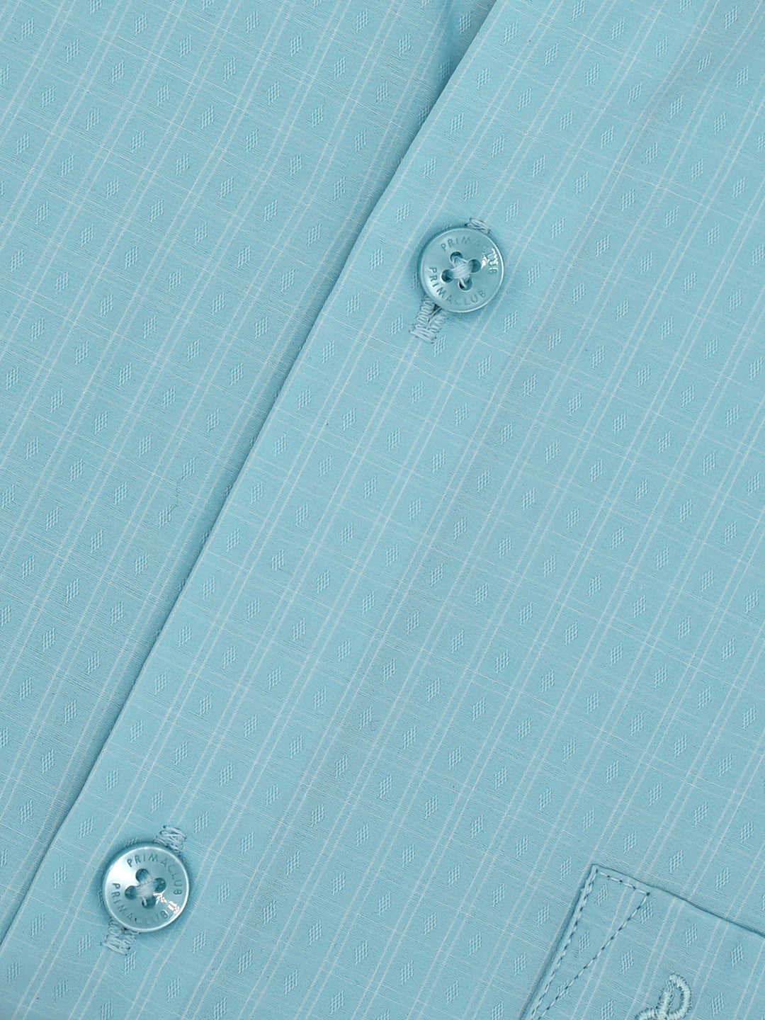 Prima Club Premium Cotton Dobby Aqua Green Checks Regular Fit Shirt SRBP4