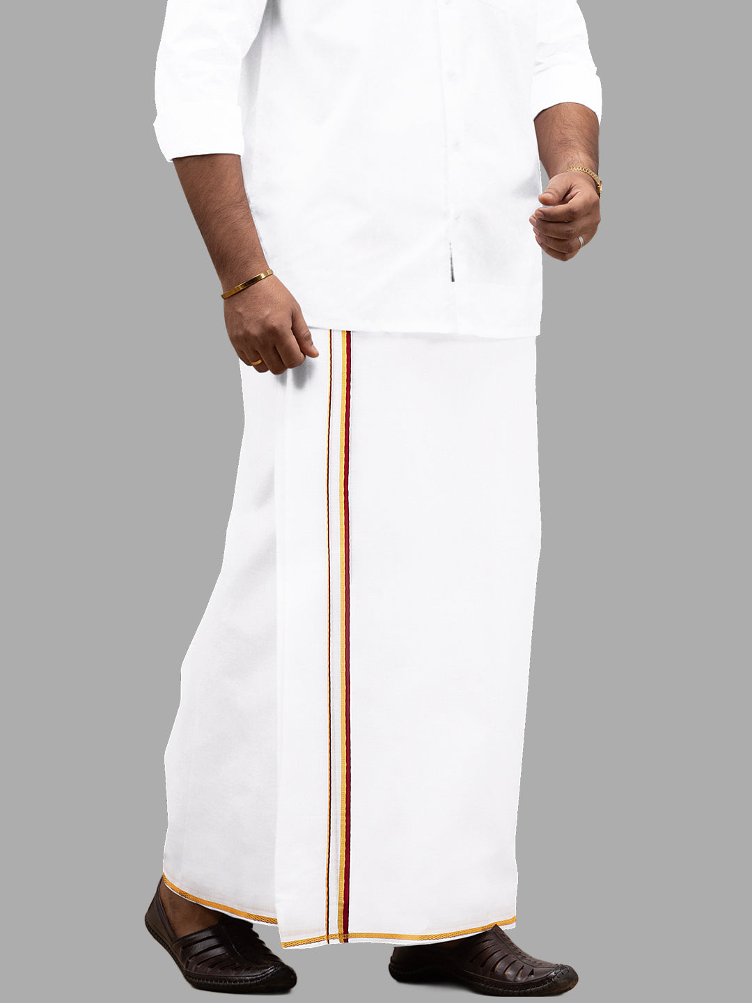 Men Fancy Jari Border Double Dhoti Vetha Fancy