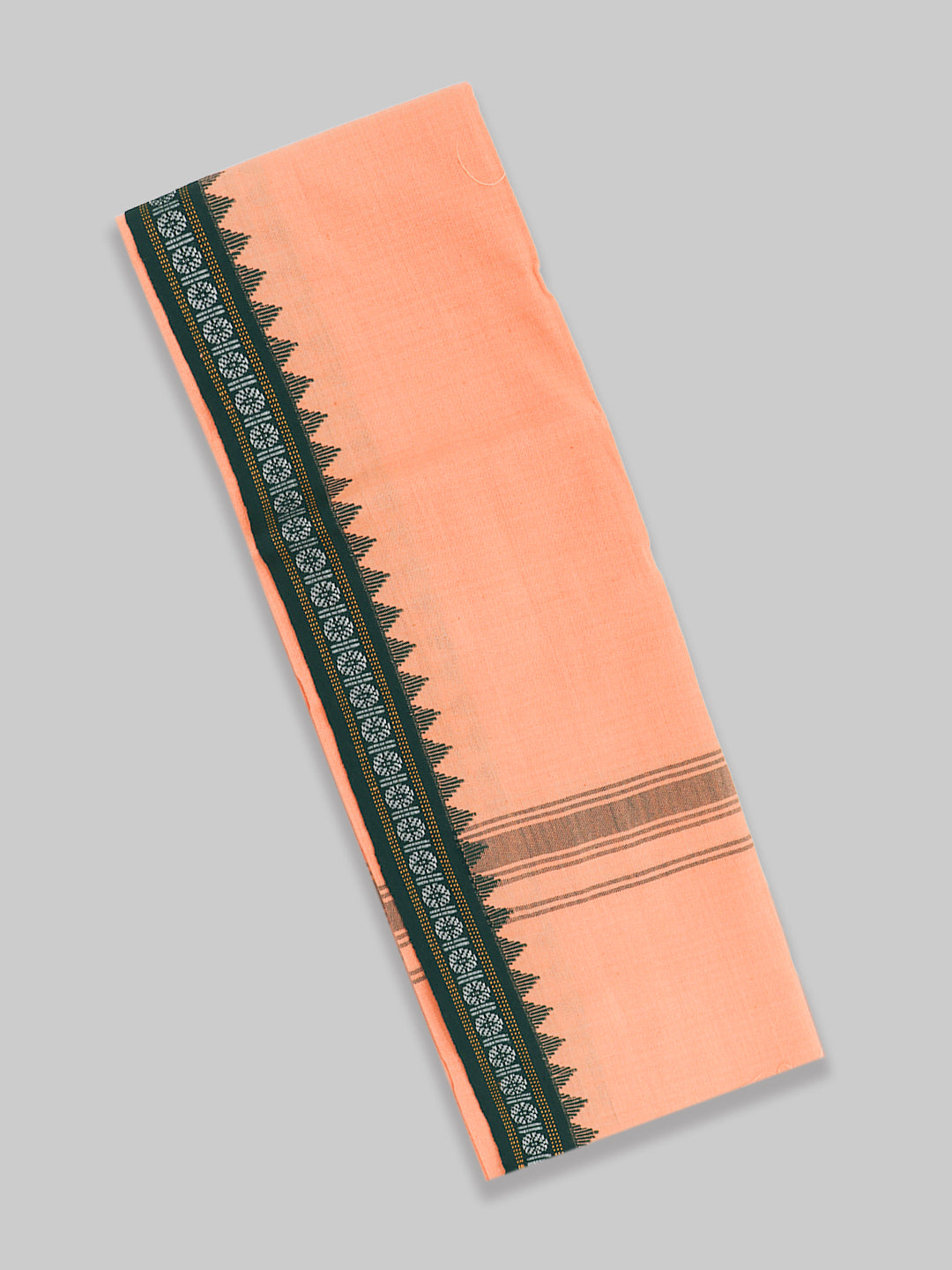 Men Fancy Border Angavastram Towel Light Orange