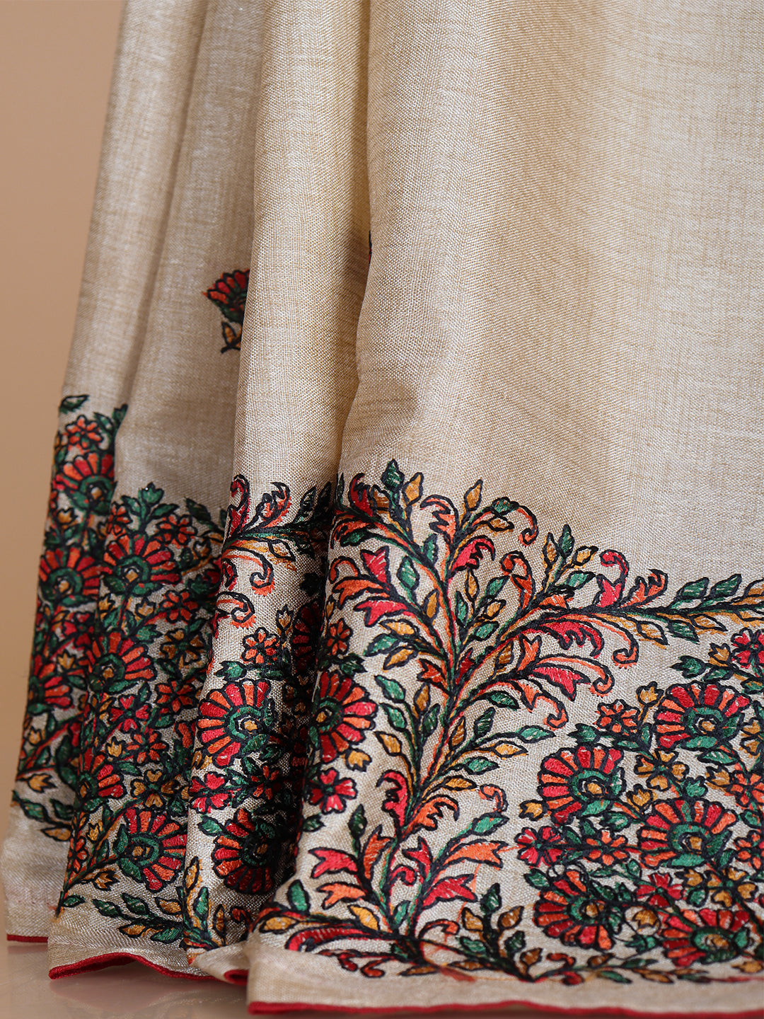 Women Dark Sandal Semi Tussar Saree ST269
