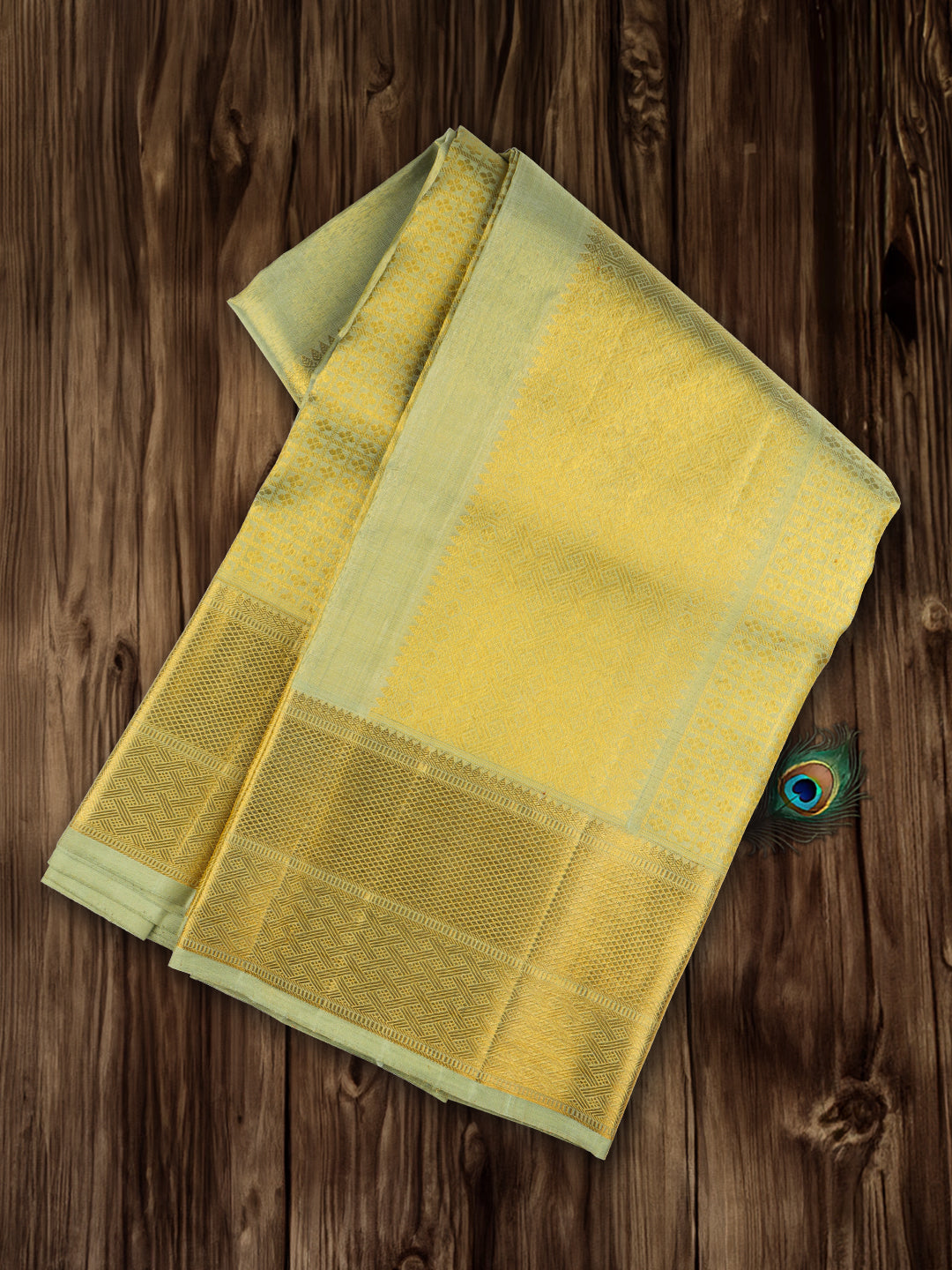 Men 100% Pure Silk Green Rajdharbar