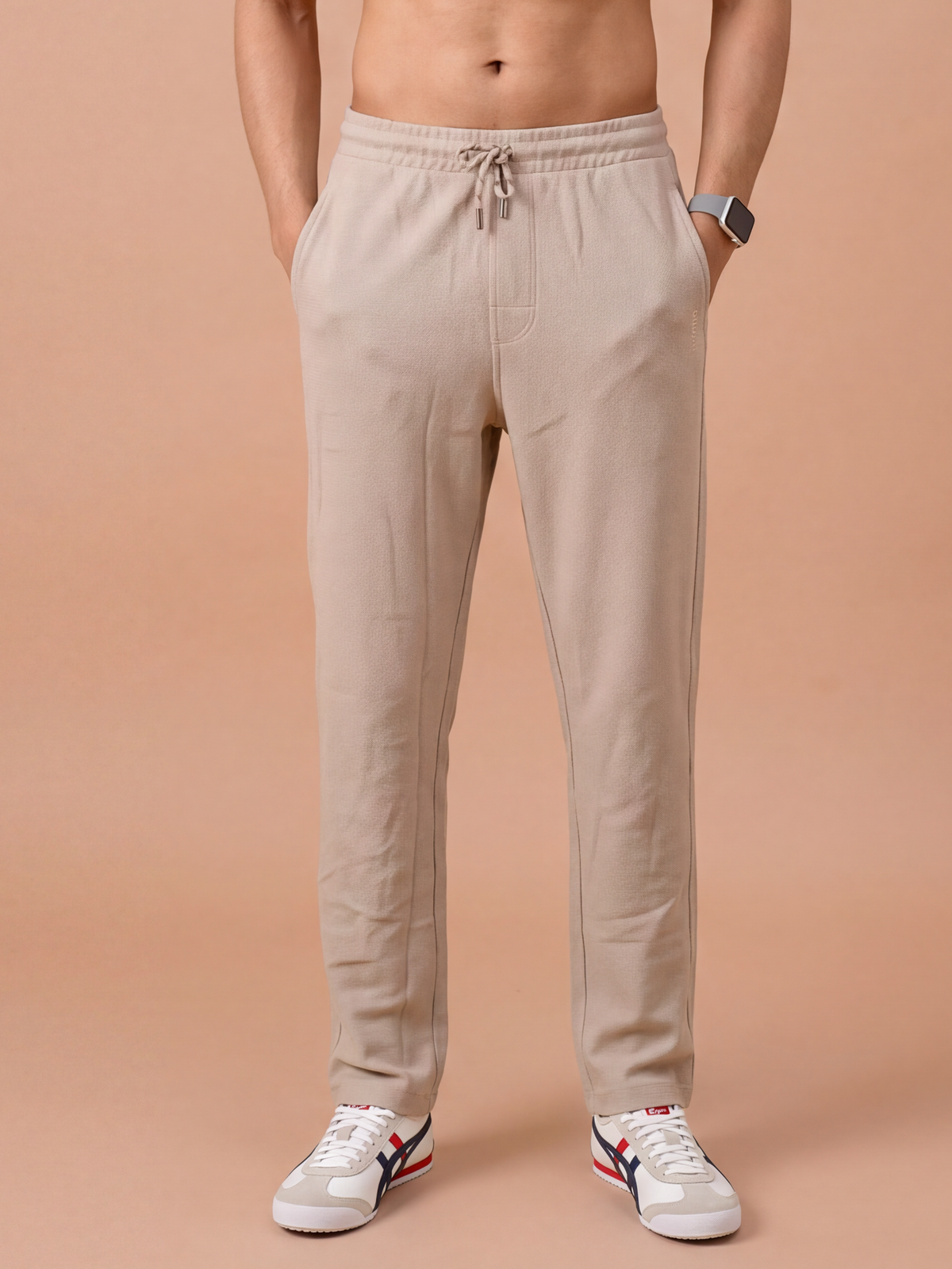 Cotton Rich Aeroflex Structured Beige Track Pants AFT3