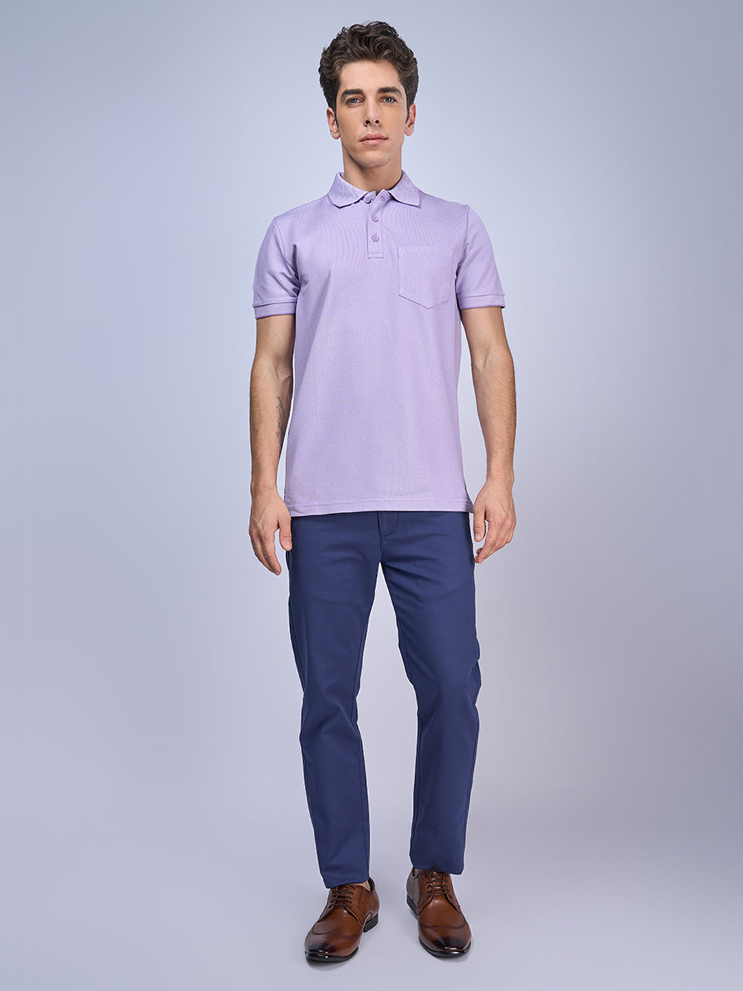 Mens Smart Fit Expert Polo Burnt Purple color Chest Pocket T shirt-EP20