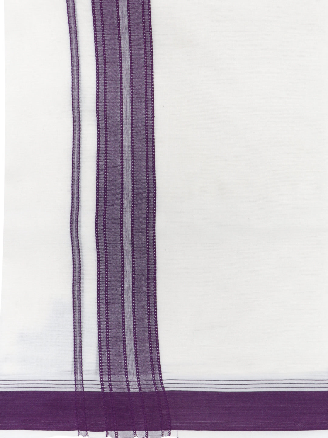 Double Layer Giza Cotton White Dhoti with Colour Border - AGF02