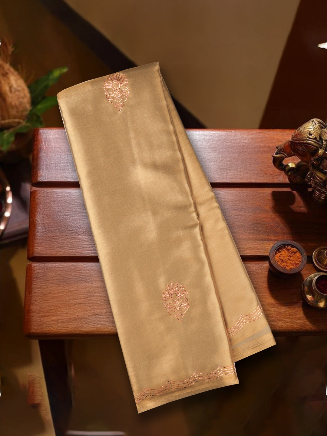 Women Brown Semi Silk Saree SS329