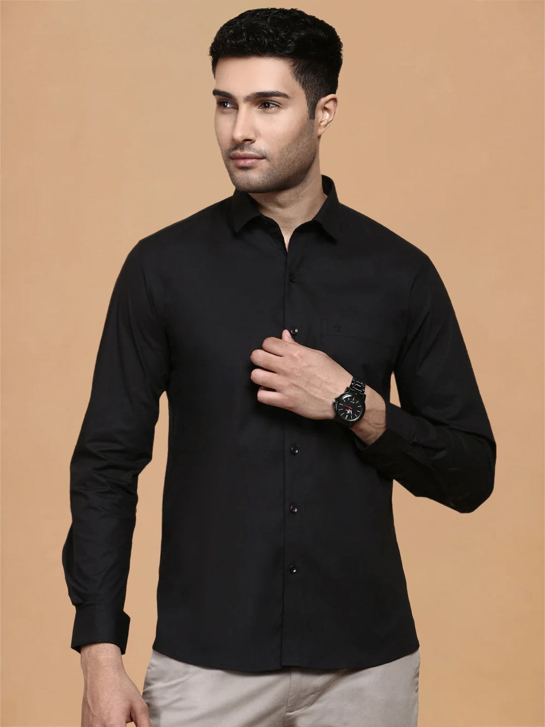 100% Cotton Smart Fit Classic Black Shirt