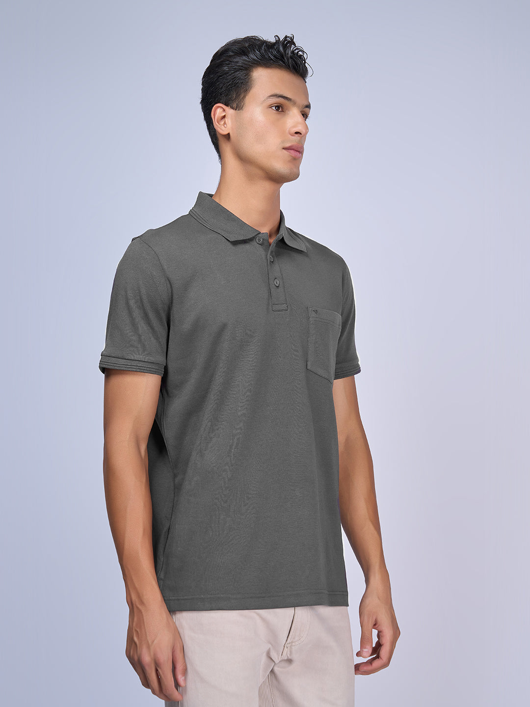 Mens Polo Tshirt Grey Melange