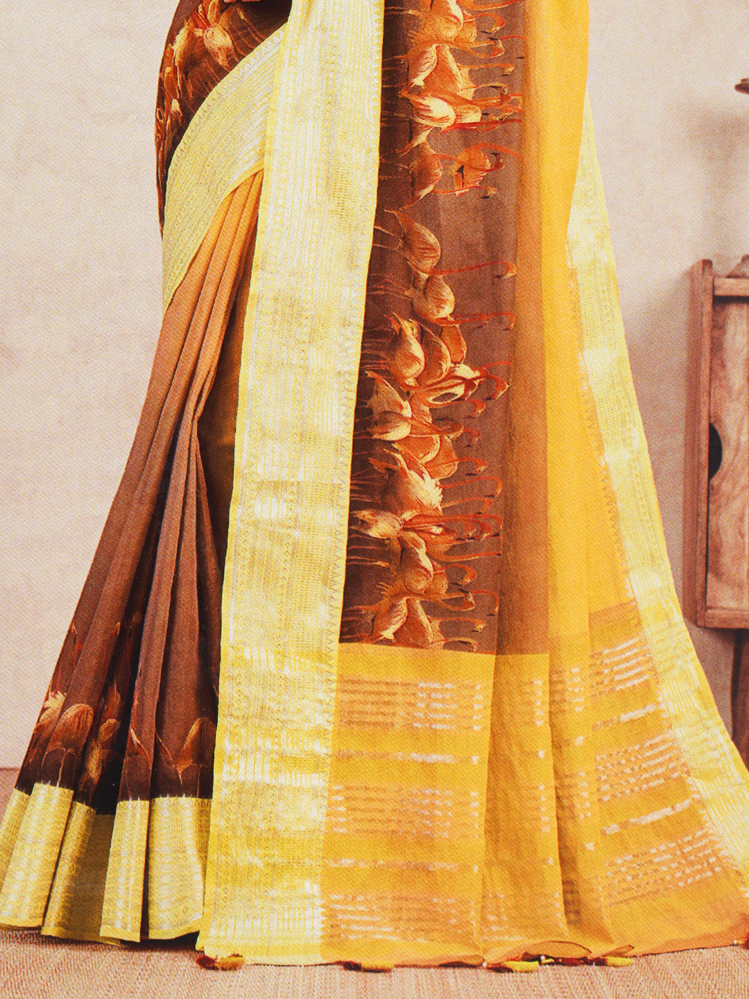 Womens Pure Cotton Saree Yellow PCS91