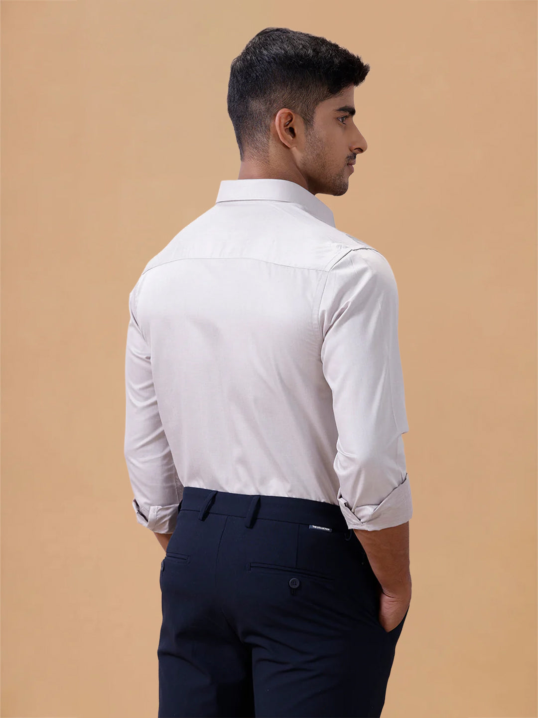Cotton Rich LT Beige Grey Regular Fit Shirt T61 AKT5