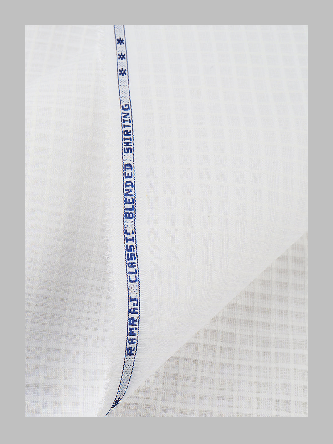 Men Cotton Blend Self Design Shirt Fabric White Classic 01