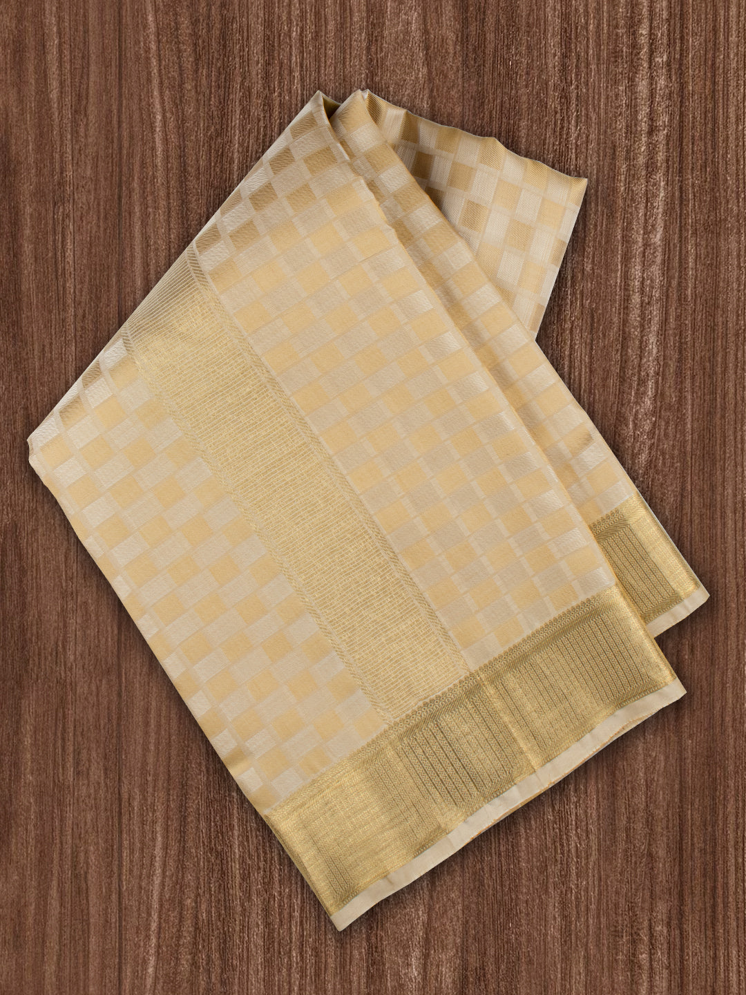 Men 100% Pure Silk 4" Jari Gold  Border  Amirtham