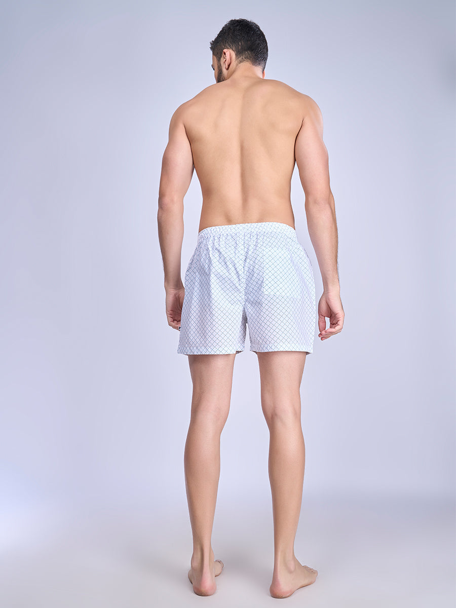 Mens Woven Inner Boxer White Shorts